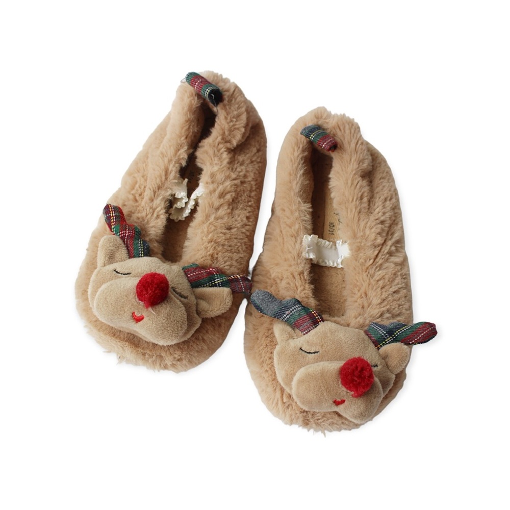 Zara Reindeer Faux Fur Slippers. Size 30/31 = 12.5 - 13.5